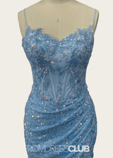 Katherine | Mermaid Appliques Blue Sequin Long Prom Dress - Price #price_variant_lowest# - Blue - PromDressClub